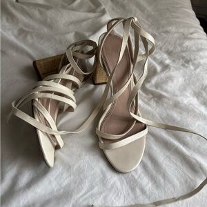 Cream Strappy Leather Sandals